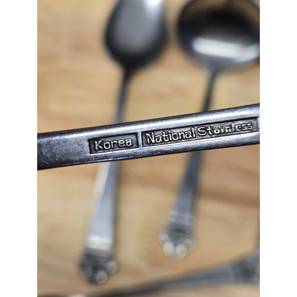 National Stainless Floral Queen 5 Piece Serving Set Korea Slotted Spoon Ladle